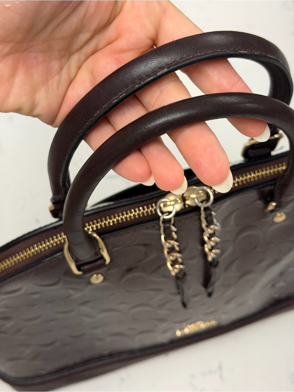 COACH Limited Edition Sierra Dome Satchel Patent Glitter Oxblood - Picture 7 of 11